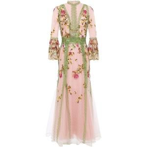 Costarellos - Lace-trimmed Embroidered Tulle Gown - FR 36